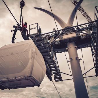 Mer de glace, chantier, base vie, centrale à béton, forage, Travaux Montenvers Chamonix Mont Blanc, 2022